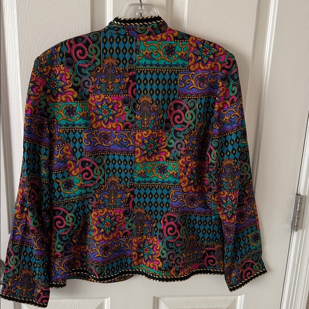 VTG Safe Silk Adrianna Papell Women's Vibrant Patterned Silk Blazer SZ 8P - Picture 4 of 5